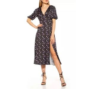 Alexia Admor Nola V Neck Puff Sleeve Fit And Flare